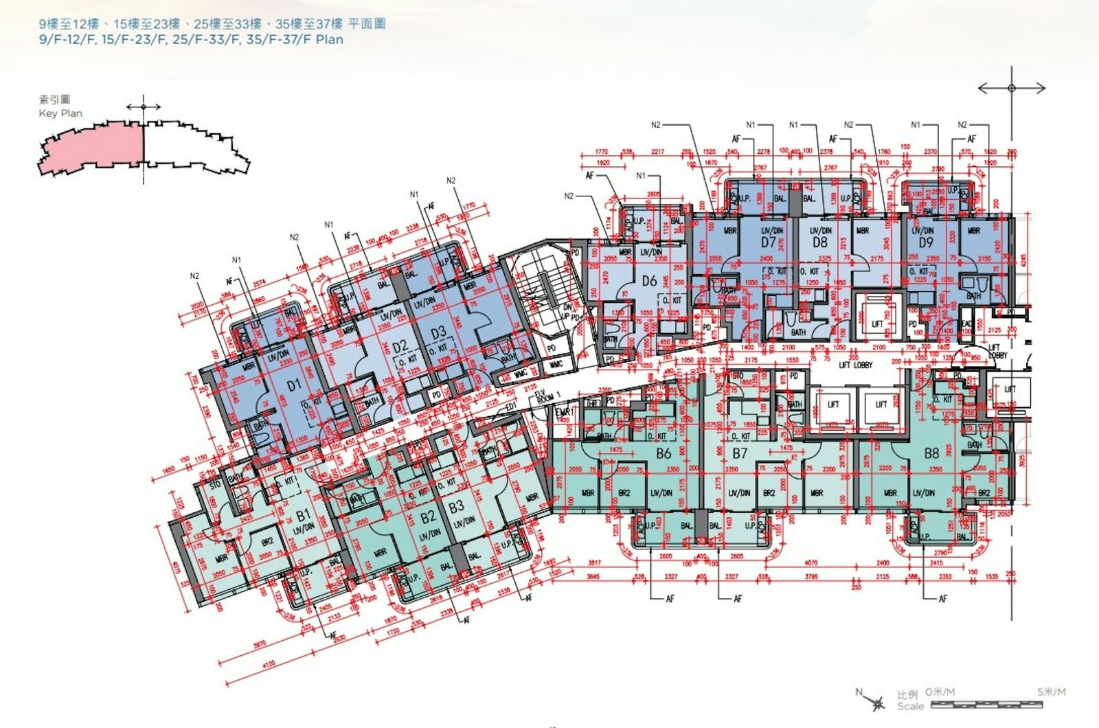雲向標準樓層平面圖其中一翼