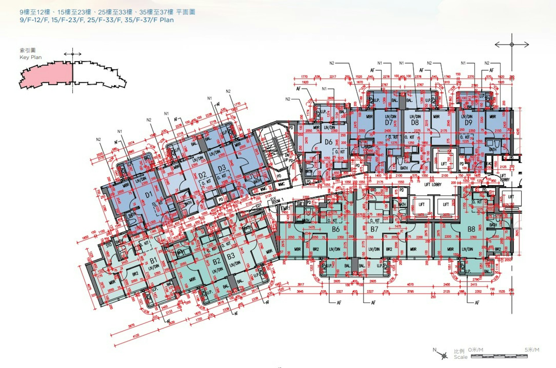 雲向標準樓層平面圖其中一翼